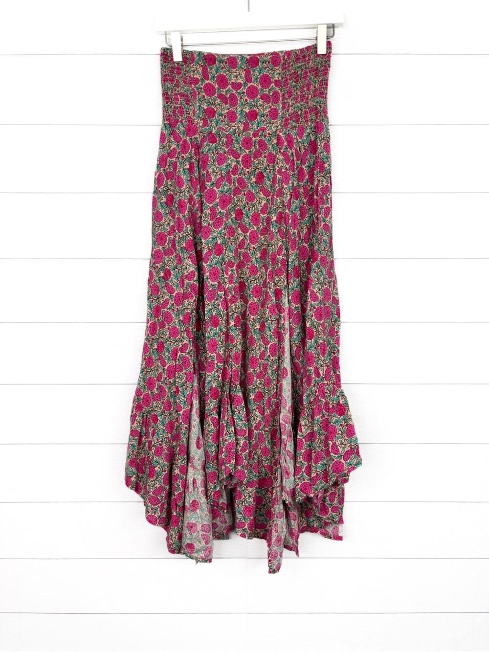 NWT Natural Life Pink Floral Berry Asymmetric Maxi Skirt Flowy Medium New - Picture 2 of 6